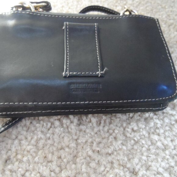 Rochelier Wallet Genuine Leather Straplet Black Card Holder Change Pocket Zipper - Picture 14 of 15